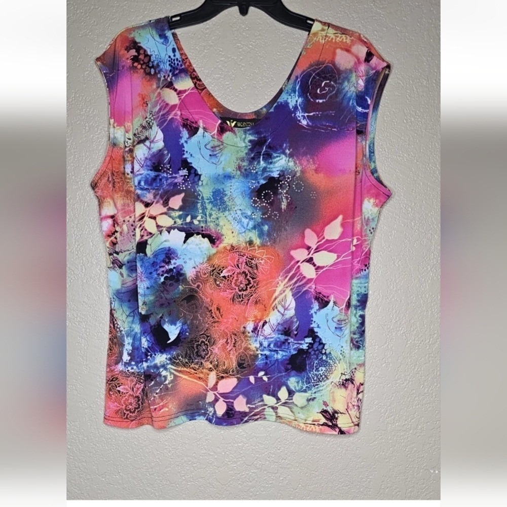 VTG  90s/Y2K Valentina Abstract  Boho Print Sleeve Blouse Top Multicolored